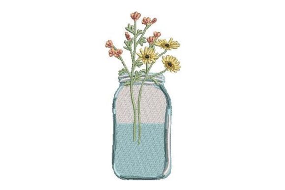 Mason Jar Filled with Flowers