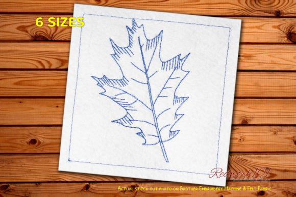 Pin Oak Leaf Redwork